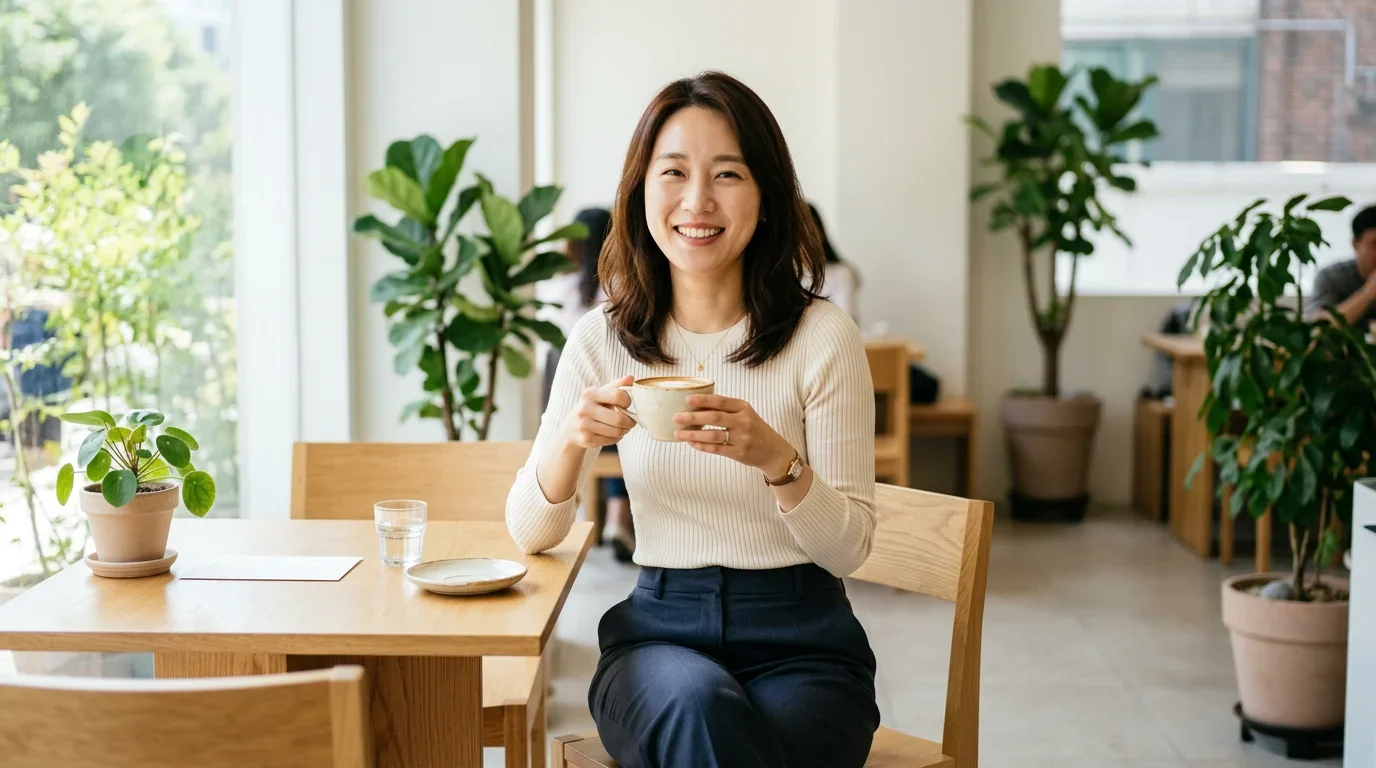 카페에서 편안한 실루엣