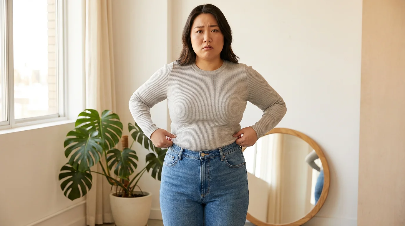 옆구리 라인이 옷에 비치는 실루엣